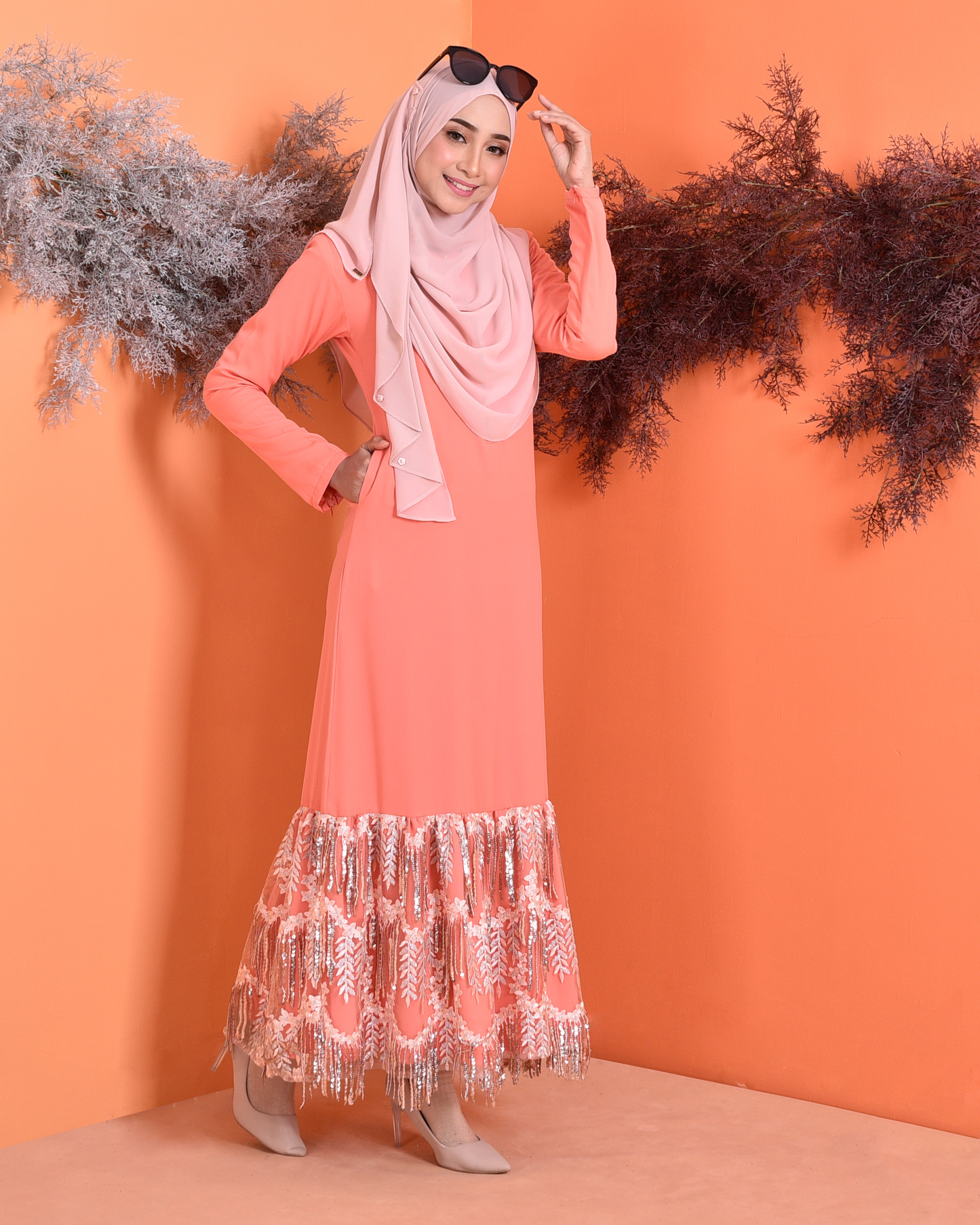 Abaya Sequin Fringe Jaelyn - Coralette