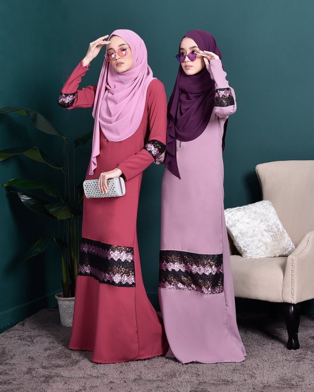 Abaya Sequin Jemina - Sherbet Pink