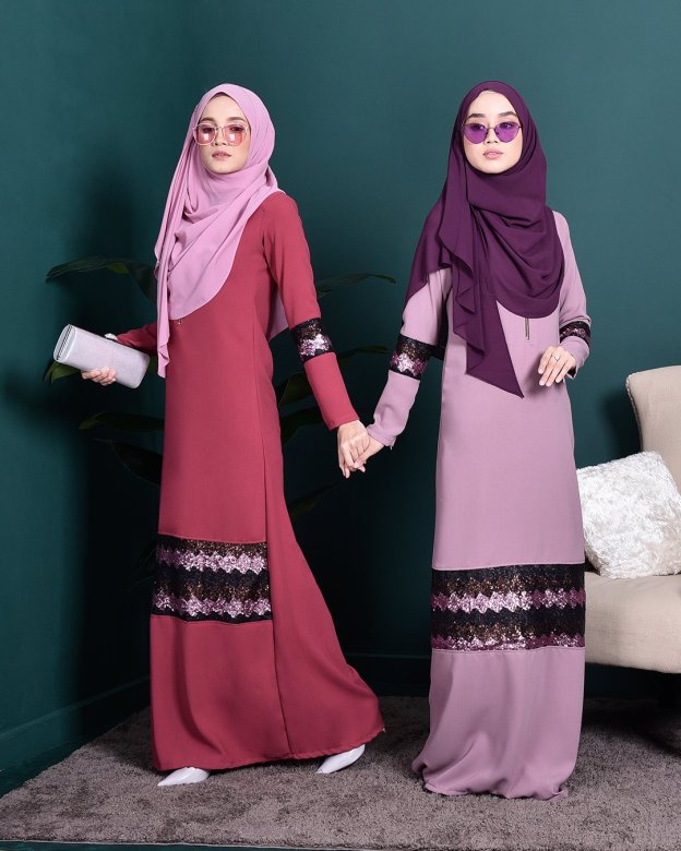 Abaya Sequin Jemina - Sherbet Pink