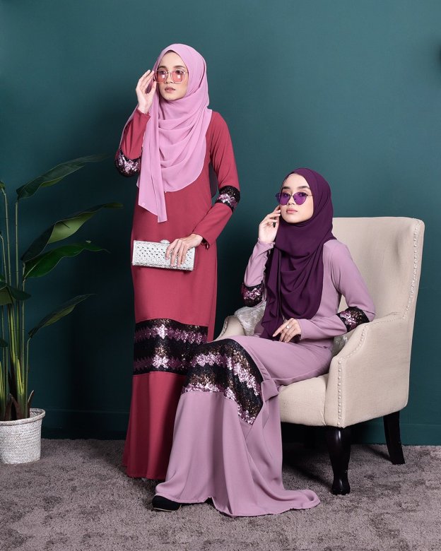 Abaya Sequin Jemina - Sherbet Pink