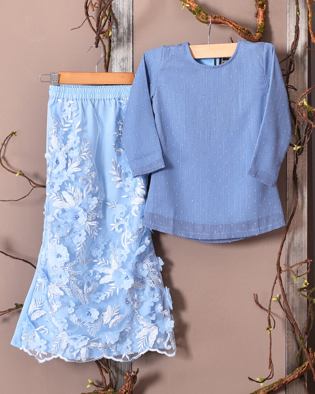 Baju Kurung Lace Avka Kids - Hawaii Blue