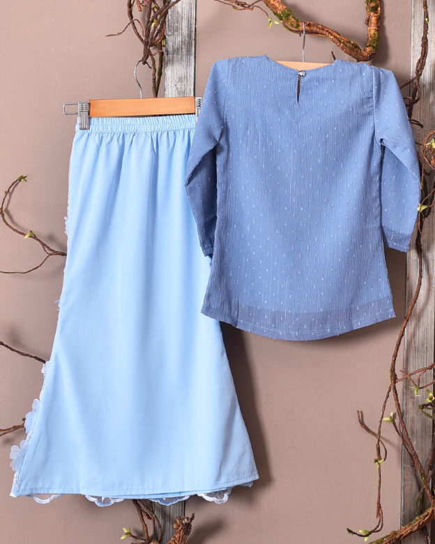 Baju Kurung Lace Avka Kids - Hawaii Blue