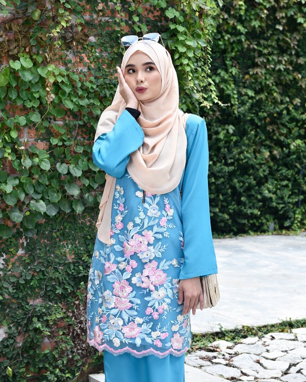 Baju Kurung Lace Leonore - Aqua Marine