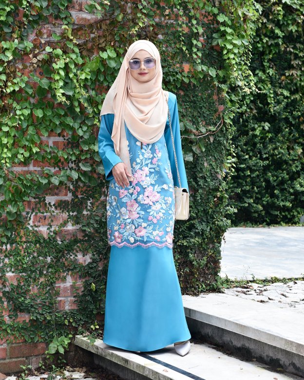 Baju Kurung Lace Leonore - Aqua Marine