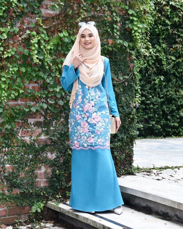 Baju Kurung Lace Leonore - Aqua Marine