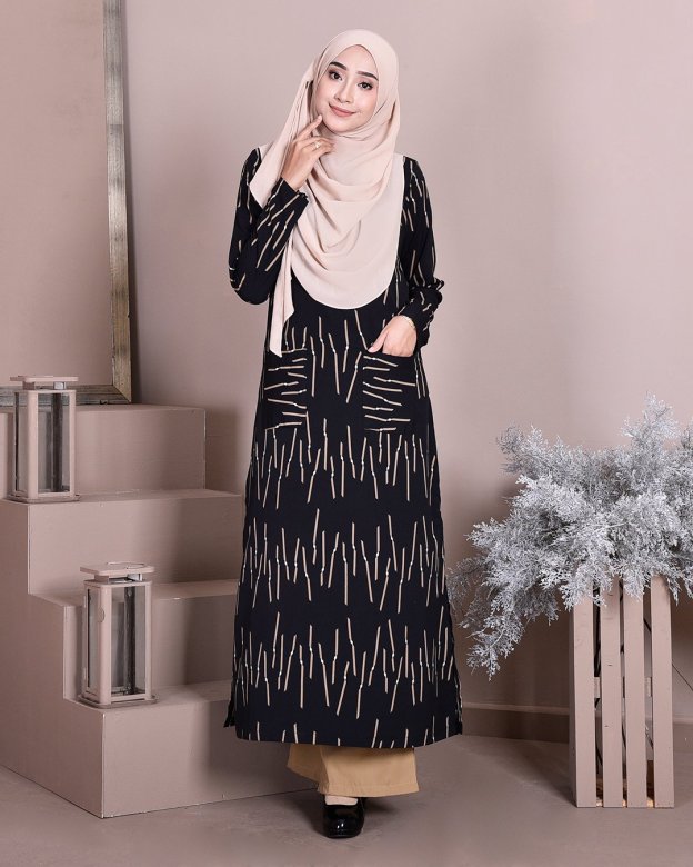 Dress Medi Long Slit Sienna - Obsidian Black