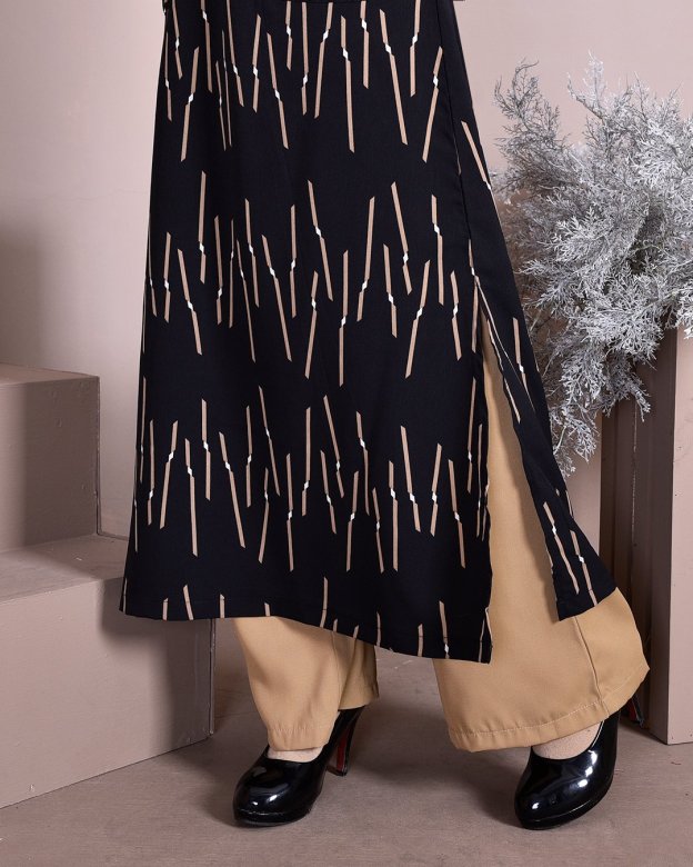 Dress Medi Long Slit Sienna - Obsidian Black