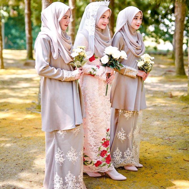 Baju Kurung Lace Avery - Silk Brown