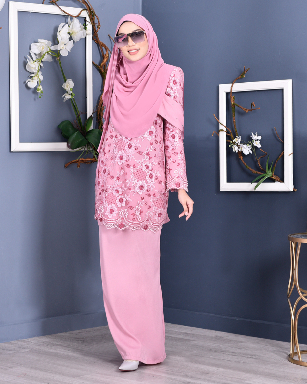 Baju Kurung Lace Brigette - Princess Pink