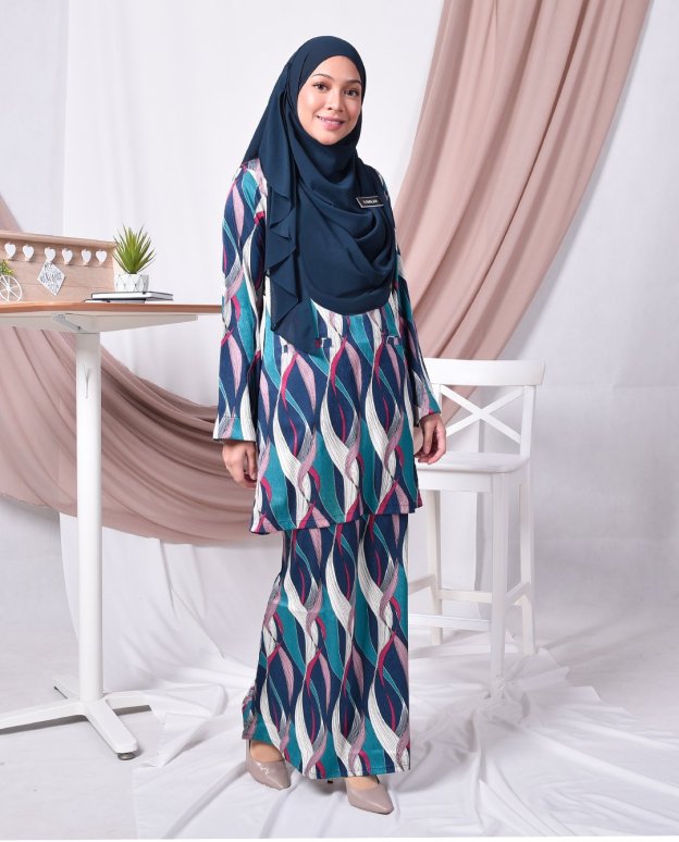 Baju Kurung Kedah Kamila - Aqua Blue
