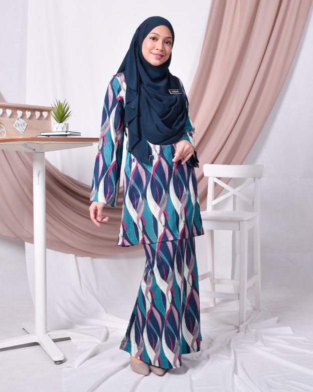 Baju Kurung Kedah Kamila - Aqua Blue