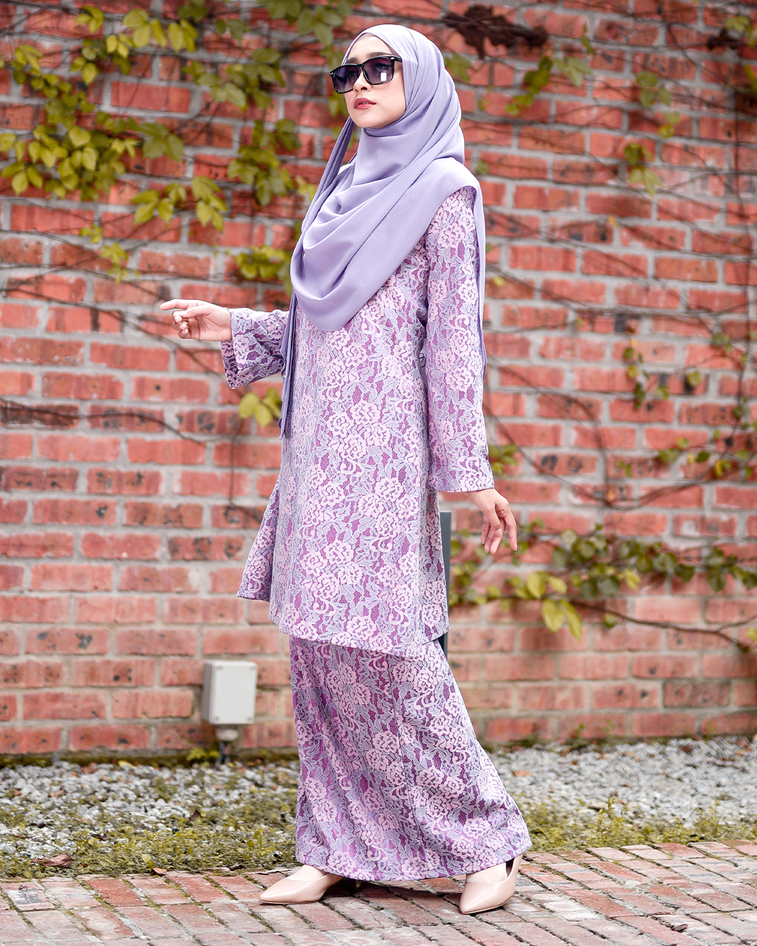 Baju Kurung Lace Lux Gwen - Purple