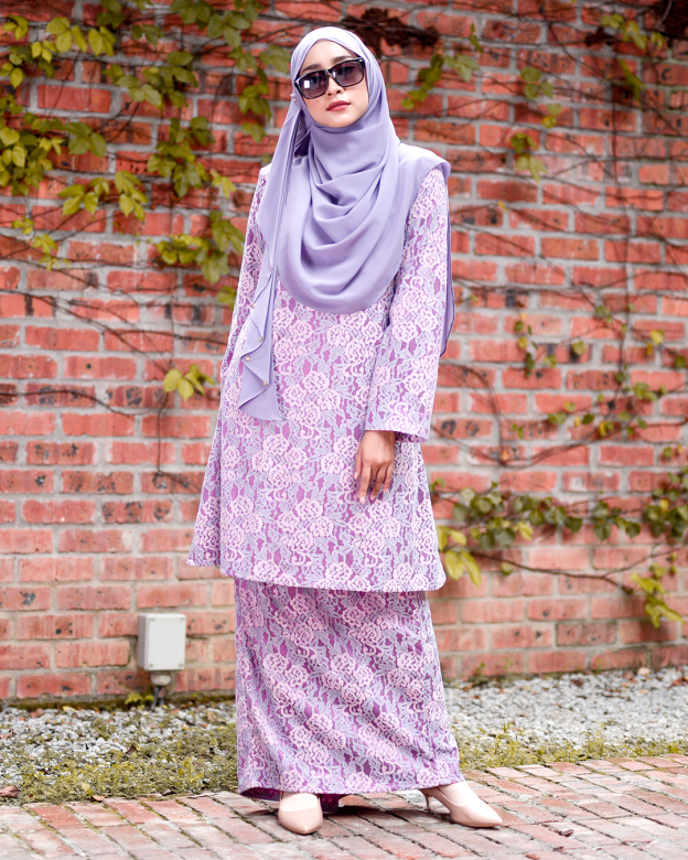 Baju Kurung Lace Lux Gwen - Purple