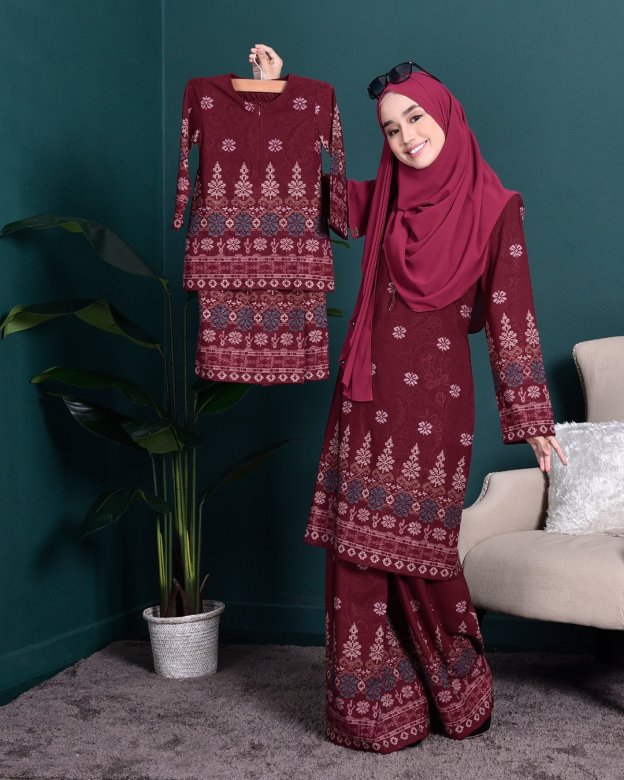 Baju Kurung Songket Amelia Kids - Maroon