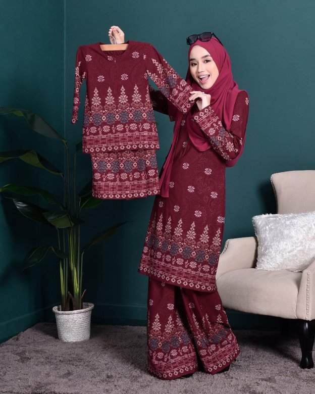 Baju Kurung Songket Amelia Kids - Maroon