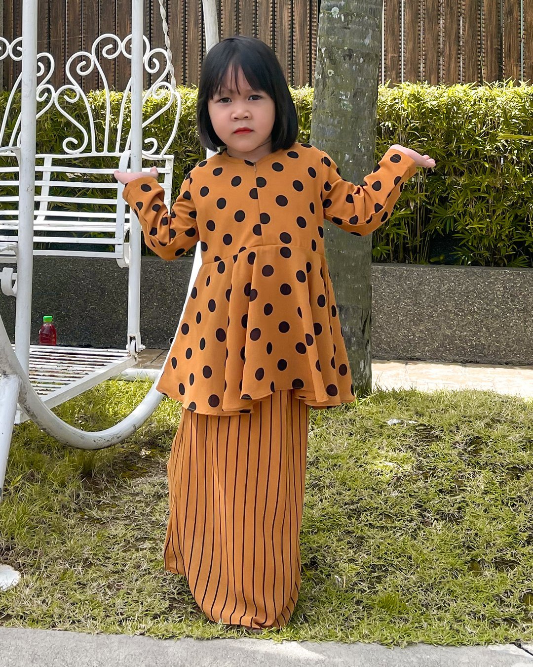 Baju Kurung Alysa Kids - Rust Brown