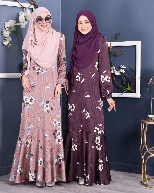 Abaya Checkered Renee - Love Pink