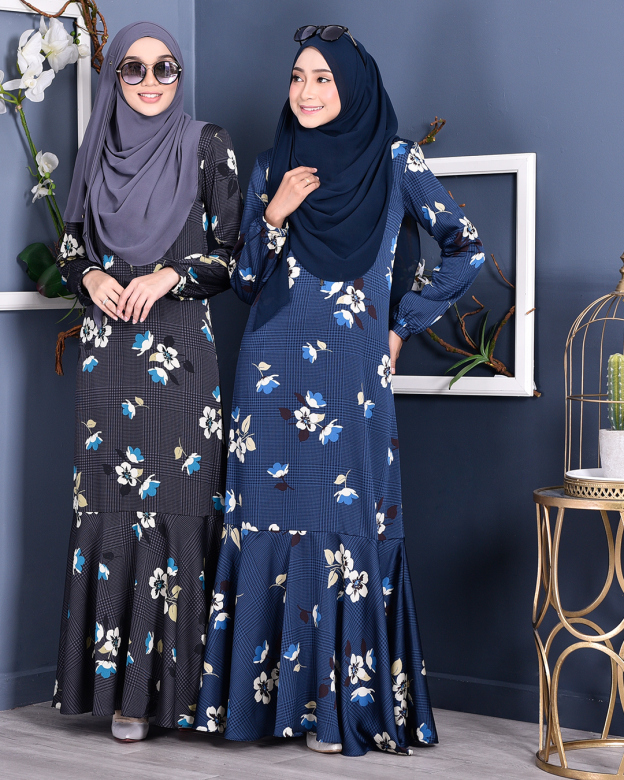 Abaya Checkered Renee - Deep Blue