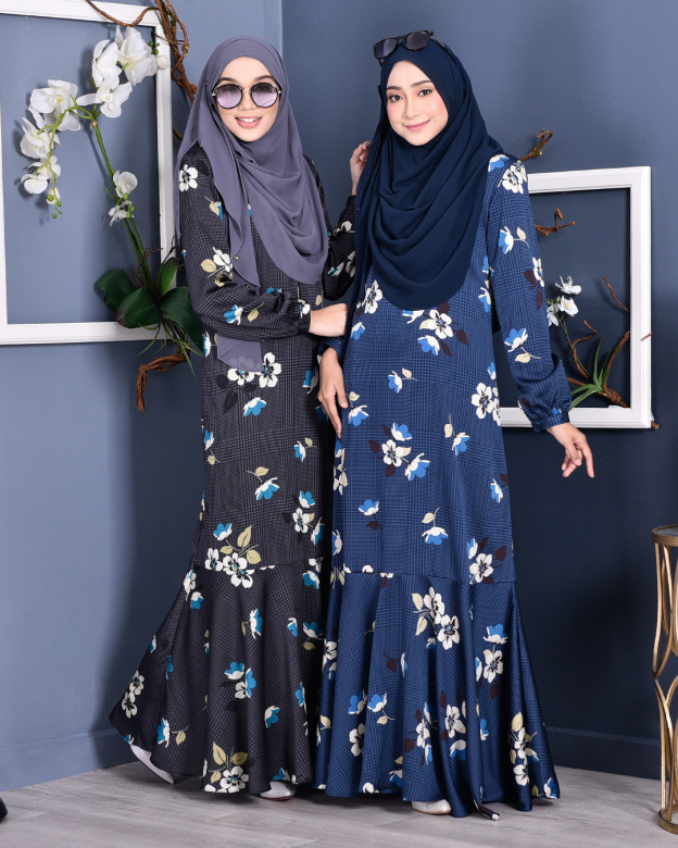 Abaya Checkered Renee - Deep Blue