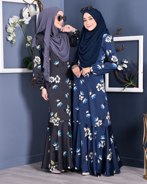 Abaya Checkered Renee - Deep Blue