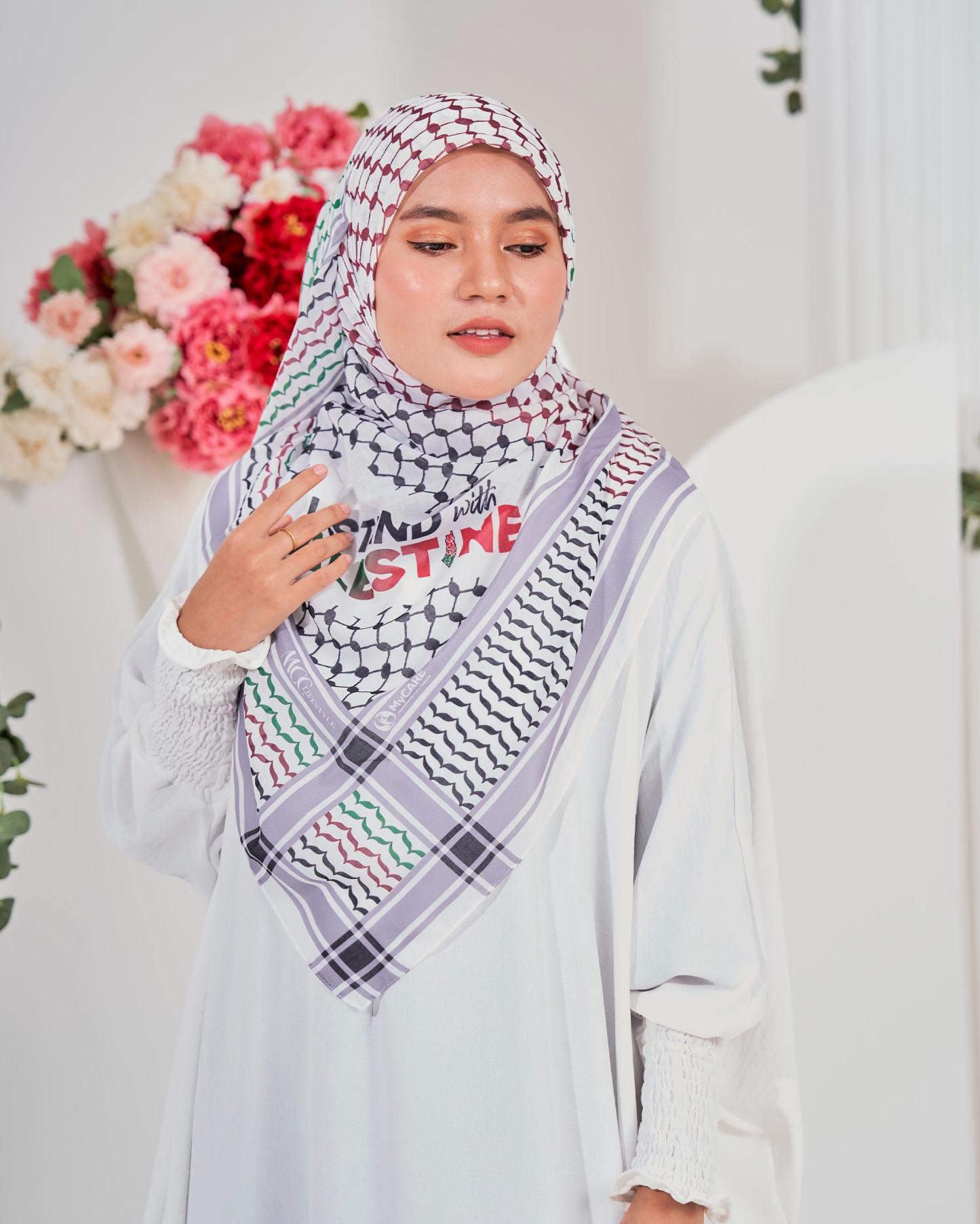 Tudung Bawal MCC Lifestyle x MyCare - I Stand With Palestine Unity