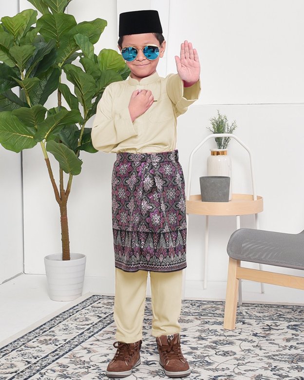 Baju Melayu Adam Regular Fit Kids - Ivory Cream