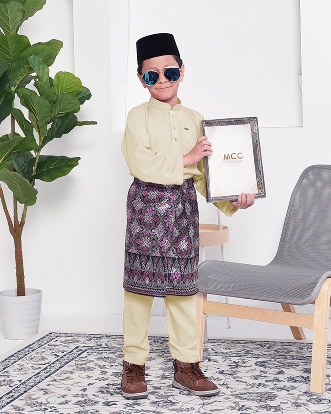Baju Melayu Adam Regular Fit Kids - Ivory Cream