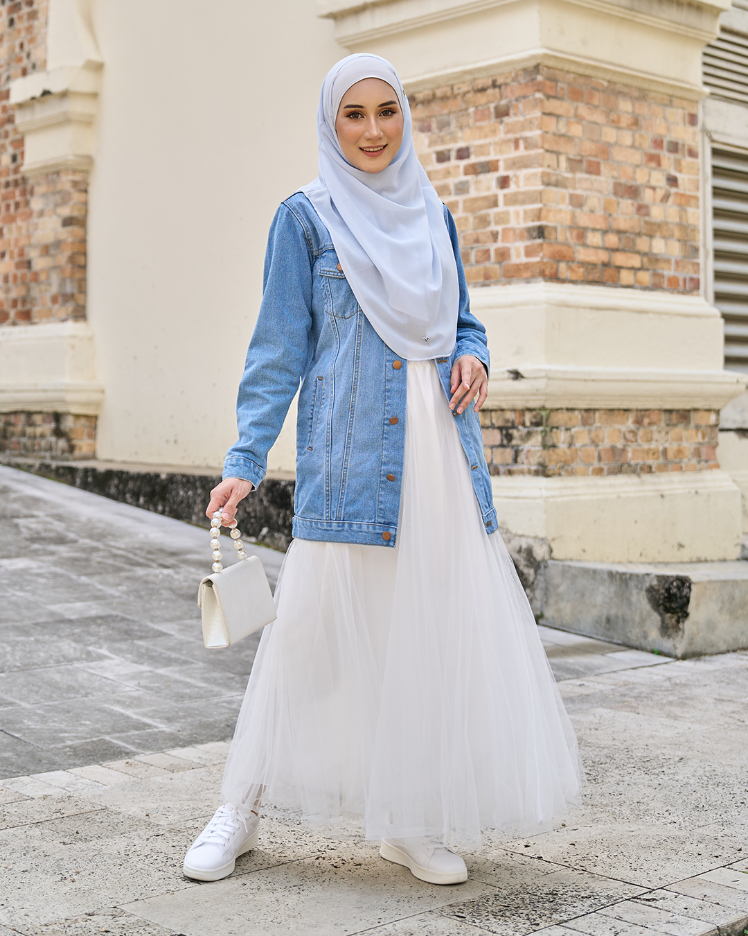 denim jacket hijab outfit