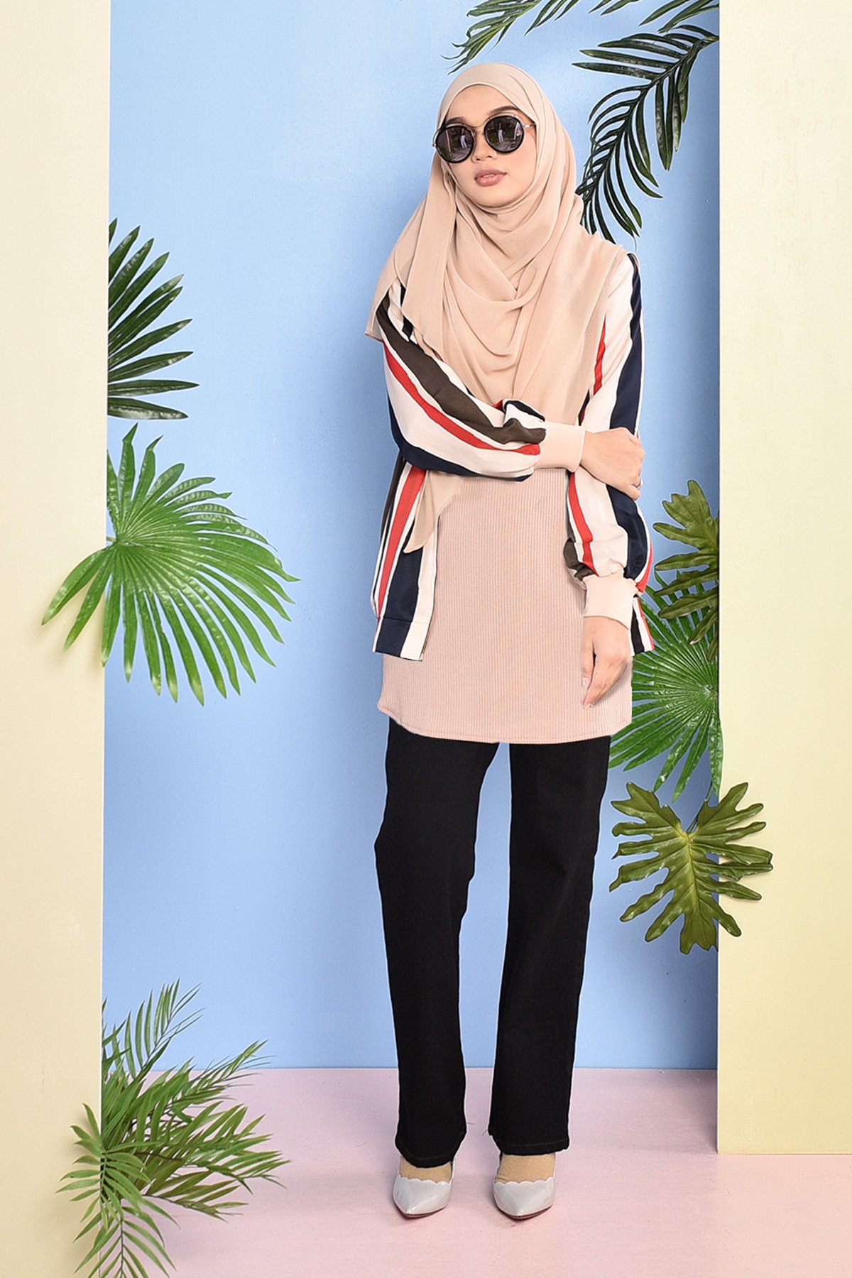 Jacket Tokyo Stripe - Coral