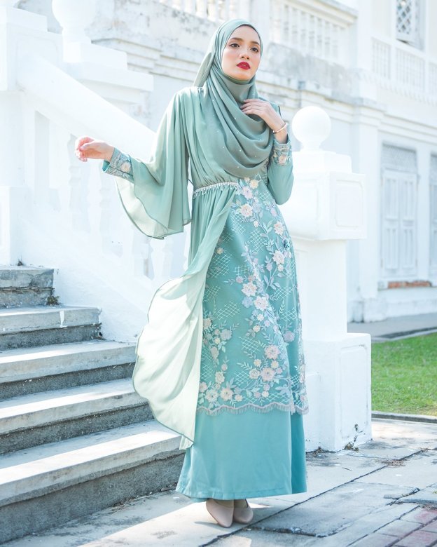 Abaya Lace Chiffon Azira - Green
