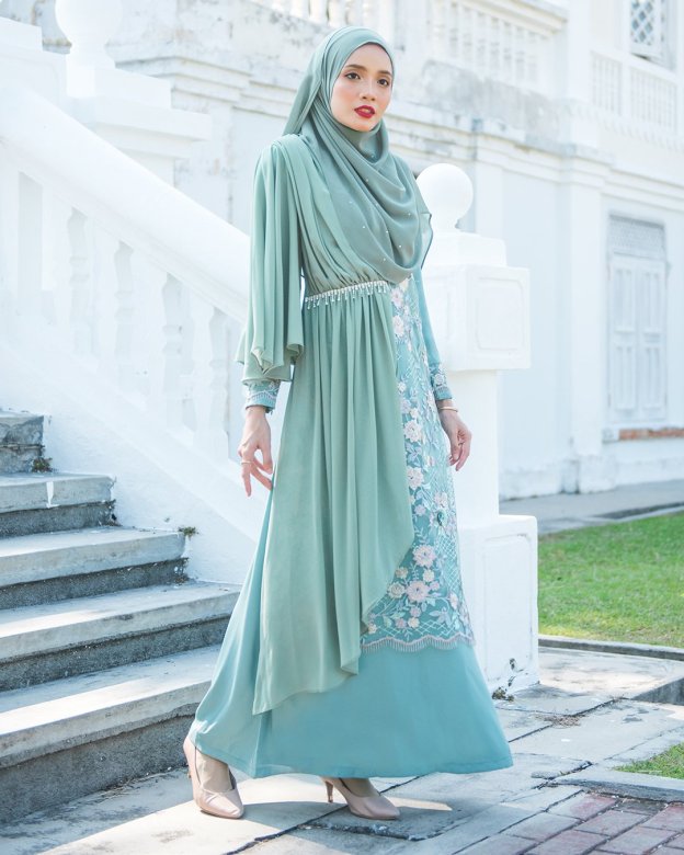 Abaya Lace Chiffon Azira - Green