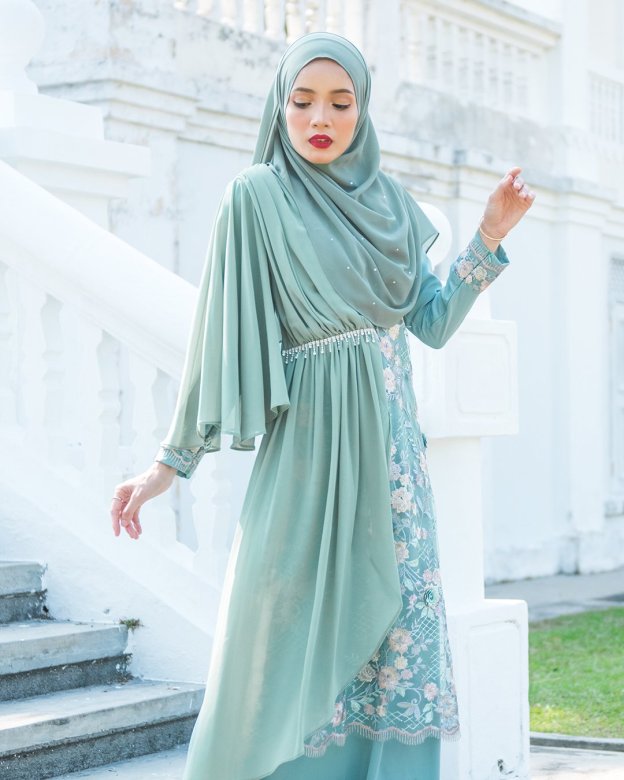 Abaya Lace Chiffon Azira - Green