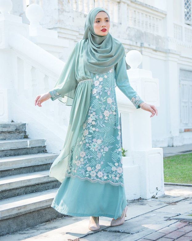 Abaya Lace Chiffon Azira - Green