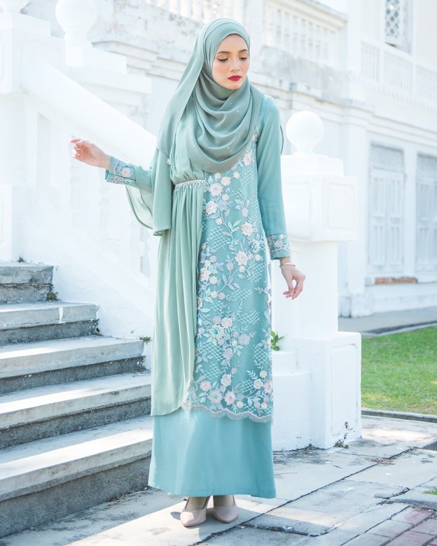 Abaya Lace Chiffon Azira - Green