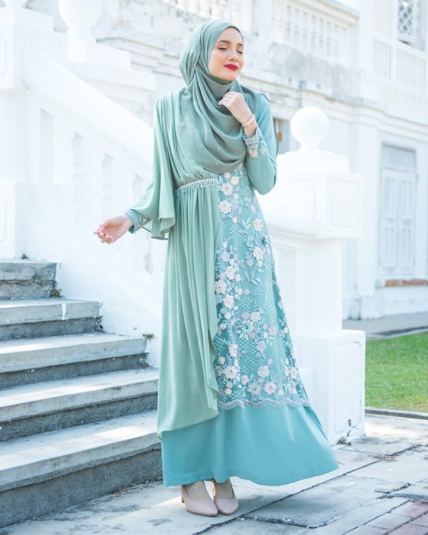 Abaya Lace Chiffon Azira - Green
