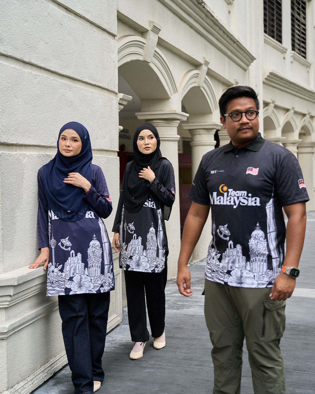 Muslimah Jersey Jiwa Merdeka - Warisan Navy Blue