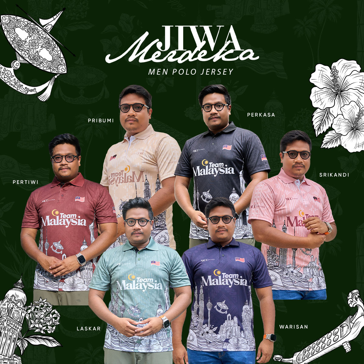 Men Men Polo Jersey Jiwa Merdeka - Warisan Navy Blue