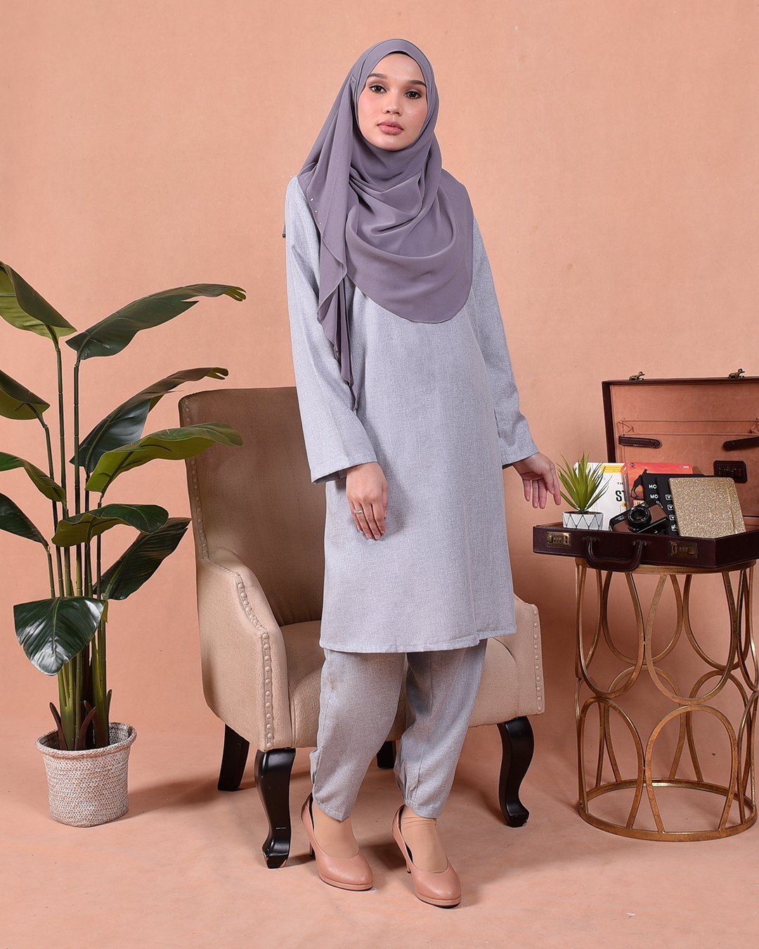 Jubah Seluar Soleha - Sandbar Grey