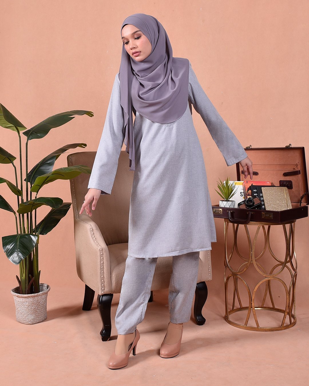 Jubah Seluar Soleha - Sandbar Grey