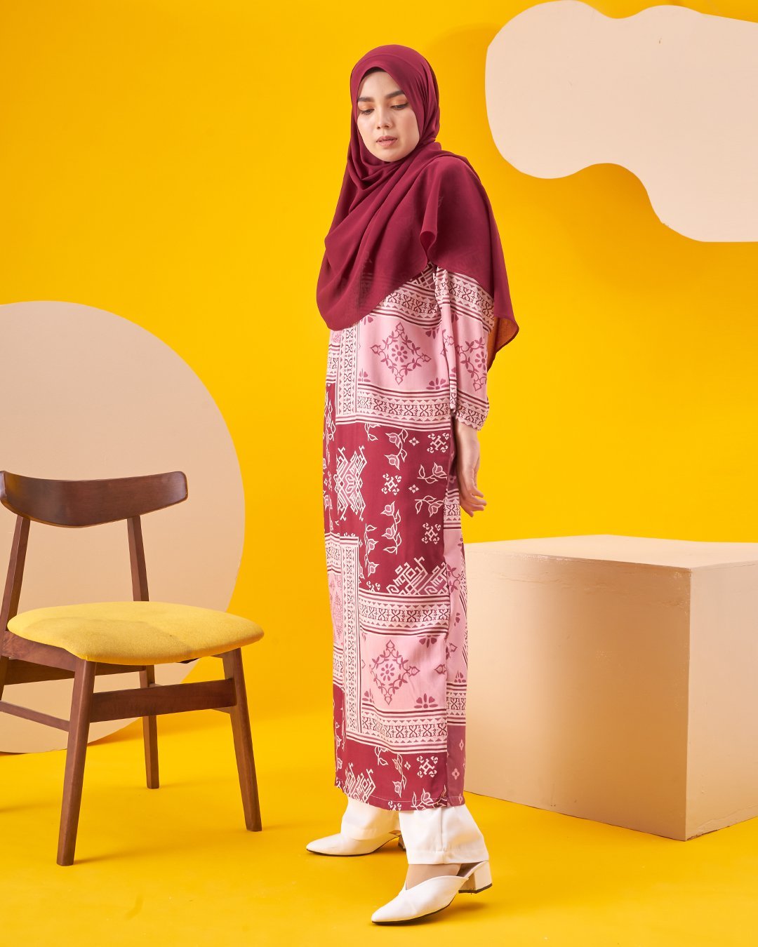 Kaftan Homey Deina - Burgundy Red