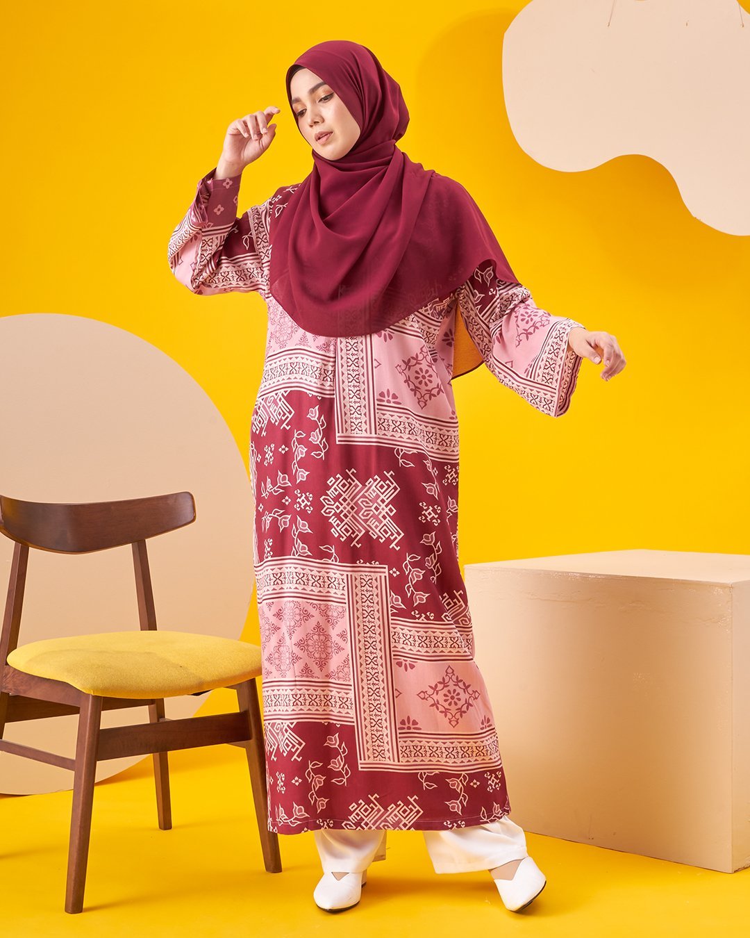 Kaftan Homey Deina - Burgundy Red