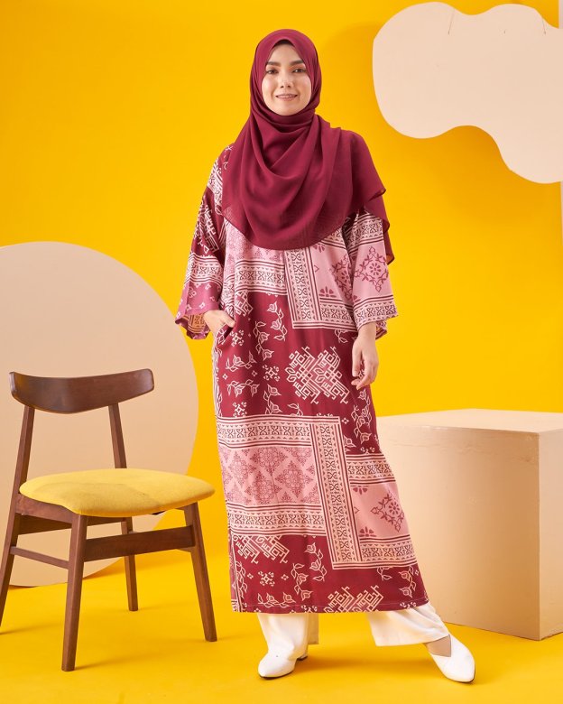 Kaftan Homey Deina - Burgundy Red