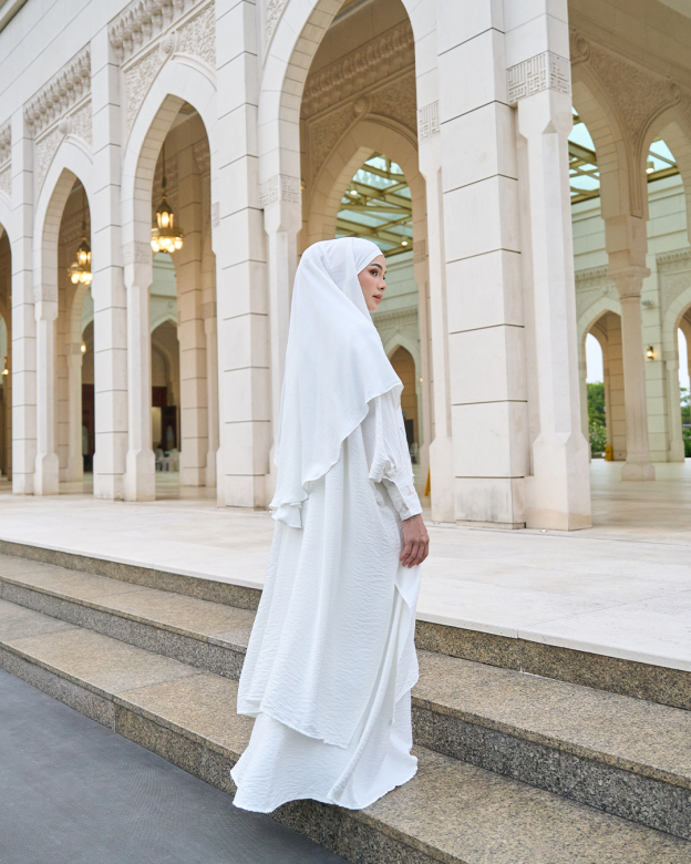 Kaftan And Khimar 3-Piece Suit Coquette Sulam Ribbon Clarissa - Off White