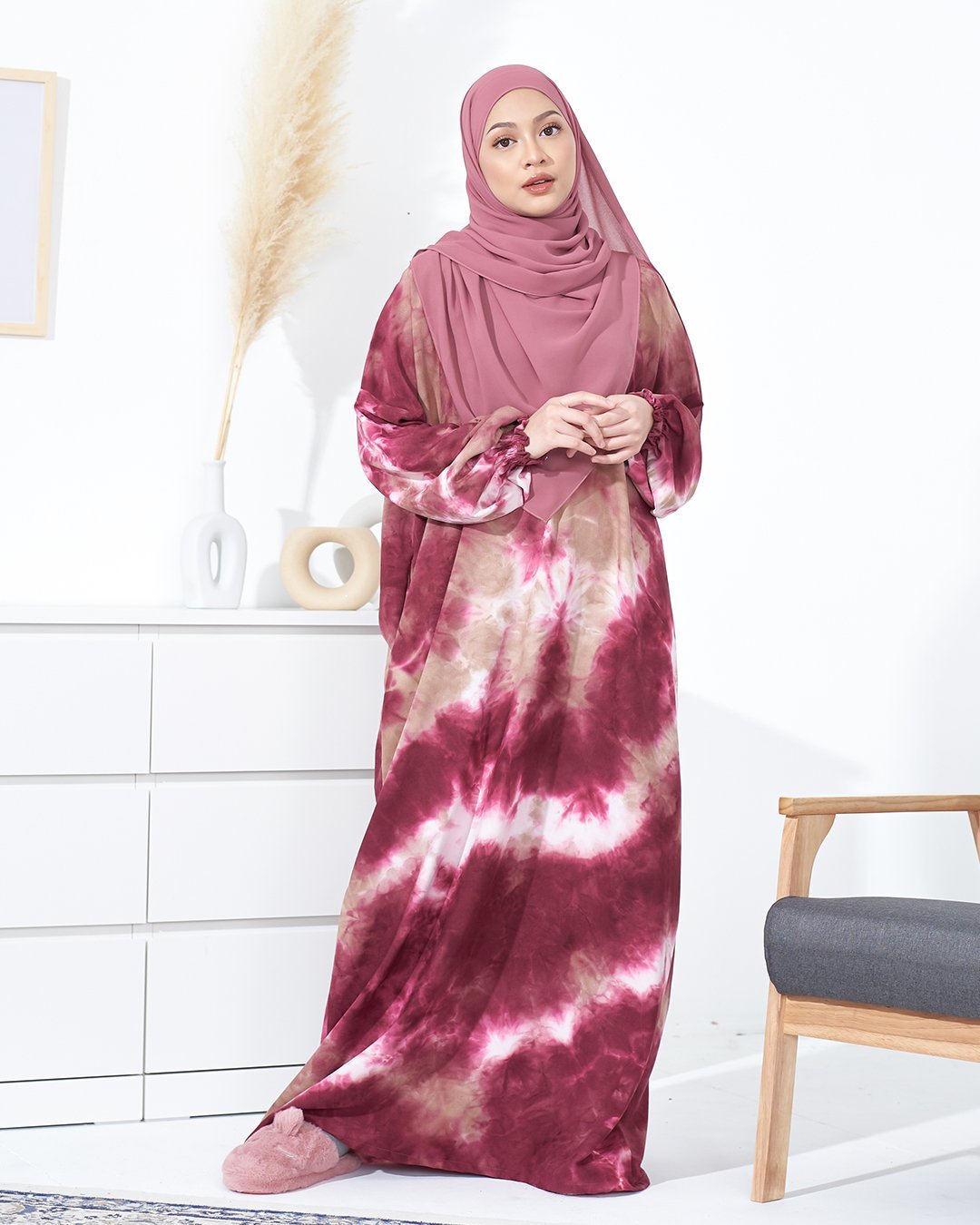 Kaftan Tie Dye Talina - Tie Maroon