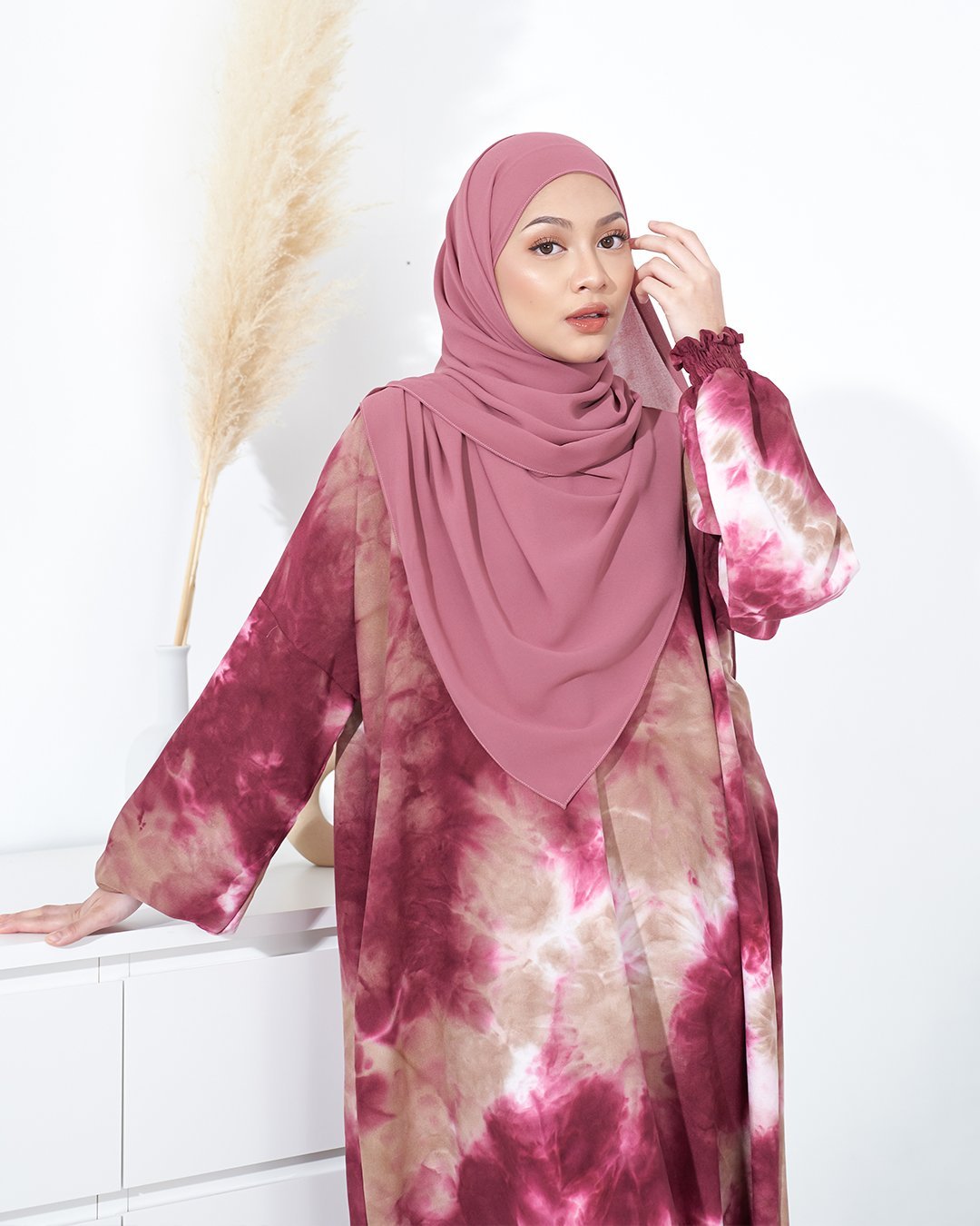 Kaftan Tie Dye Talina - Tie Maroon