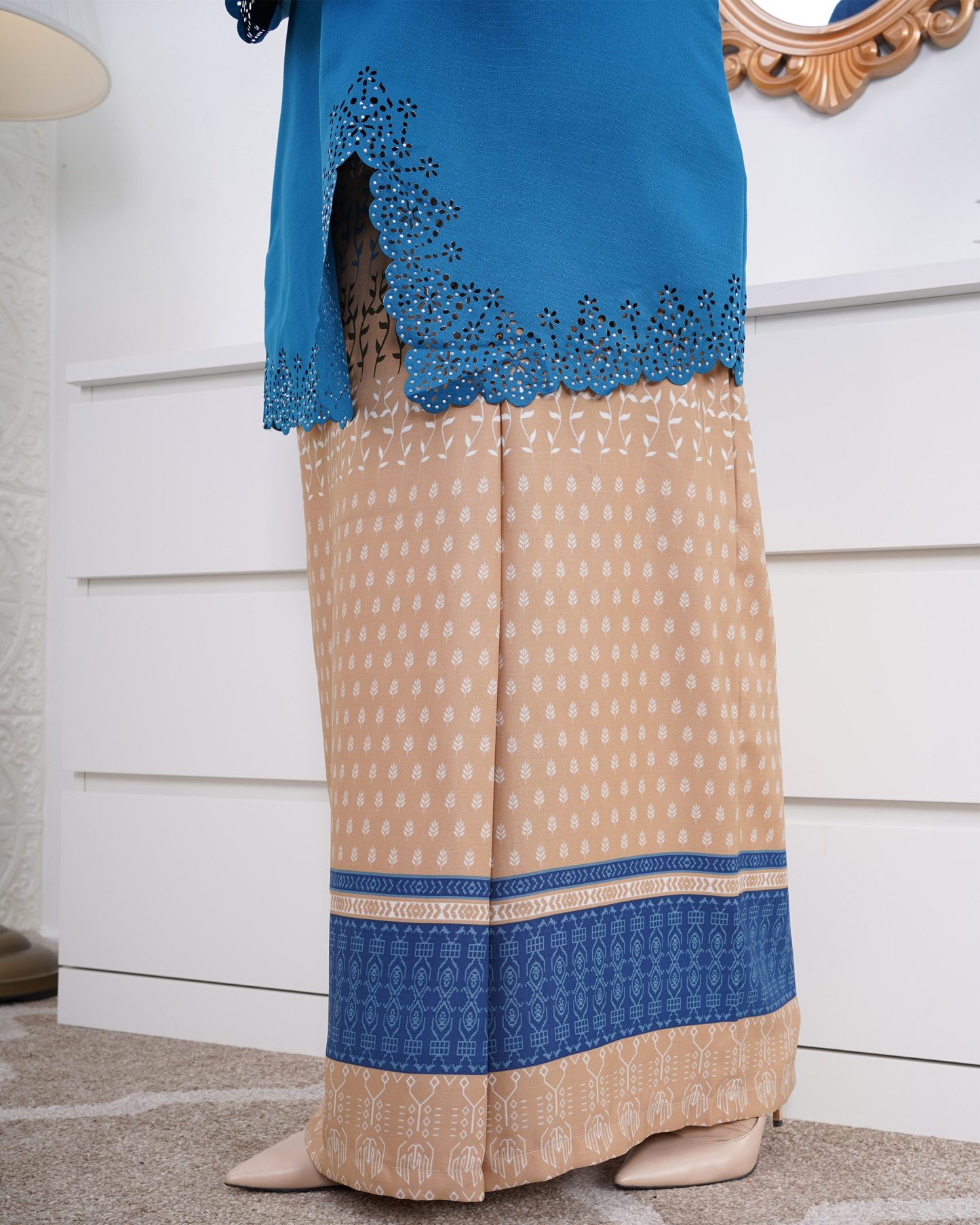 Baju Kebarung Batik Lasercut Alia - Caribe Teal