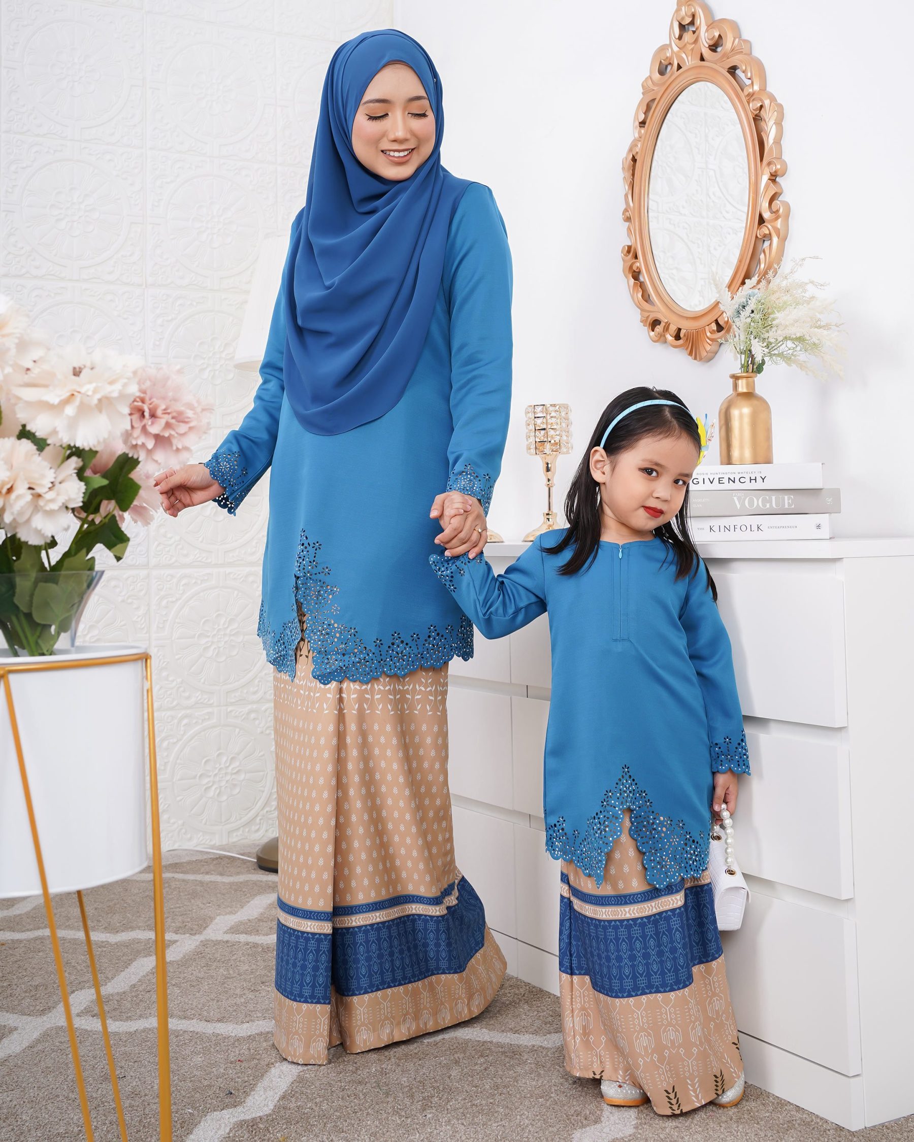 Baju Kebarung Batik Lasercut Alia - Caribe Teal