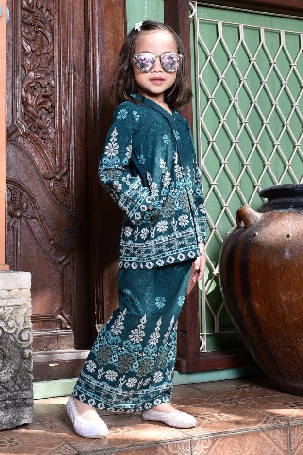 Baju Kebarung Songket Amelia Kids - Green Amor