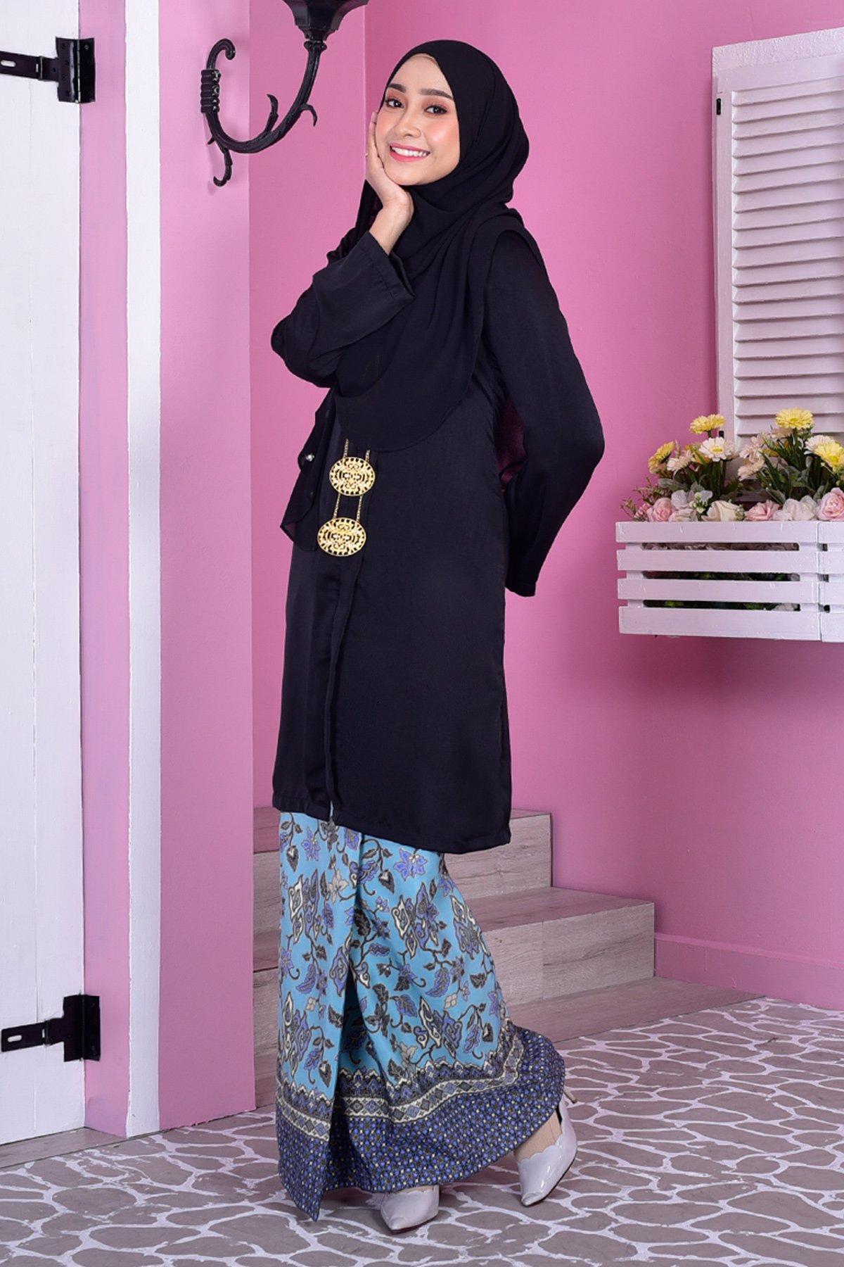 Baju Kebarung Batik Surina - Black