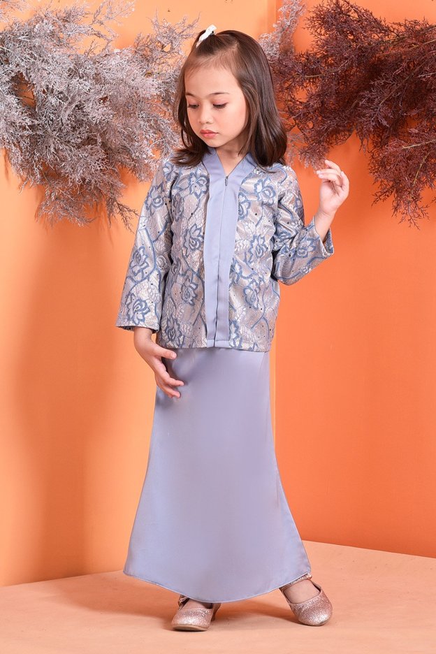 Baju Kebarung Lace Geyna Kids - Sky Blue